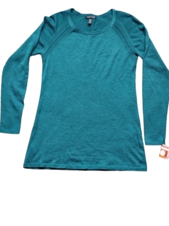 Eileen Fisher Sweaters - NEW Eileen Fisher‎ XS Teal Merino Wool Pointelle Raglan Sweater